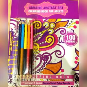 Amazing Abstract Art Adult Coloring Book - New
